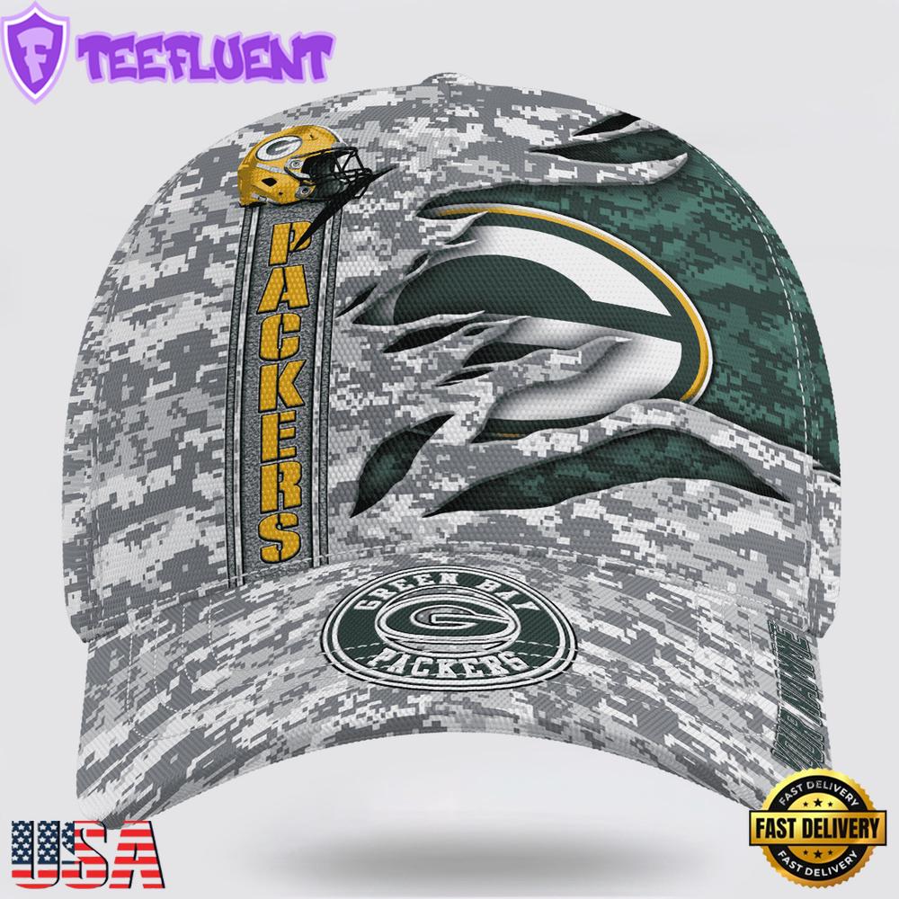 Custom Name NFL Packers Camo US Classic Baseball Cap