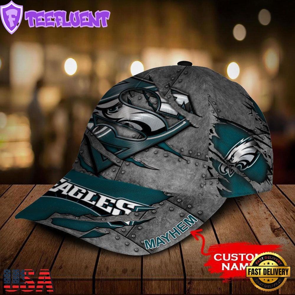 Custom Name NFL Philadelphia Eagles Superman All Over Print 3D Classic Cap