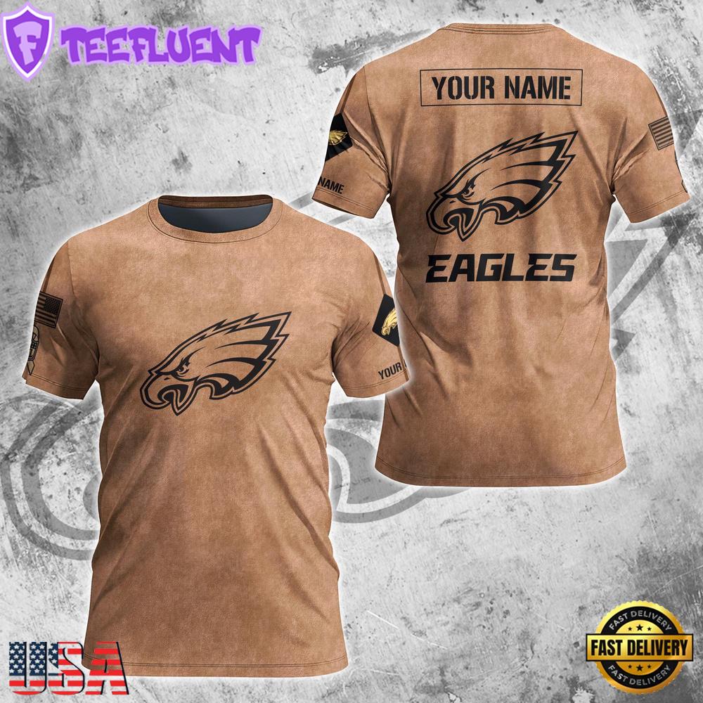 Custom Name NFL Philadelphia Eagles Team Football 3D T-Shirt