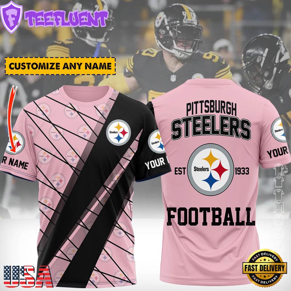 Custom Name NFL Pittsburgh Steelers Football All Over Print T-Shirt For Fans