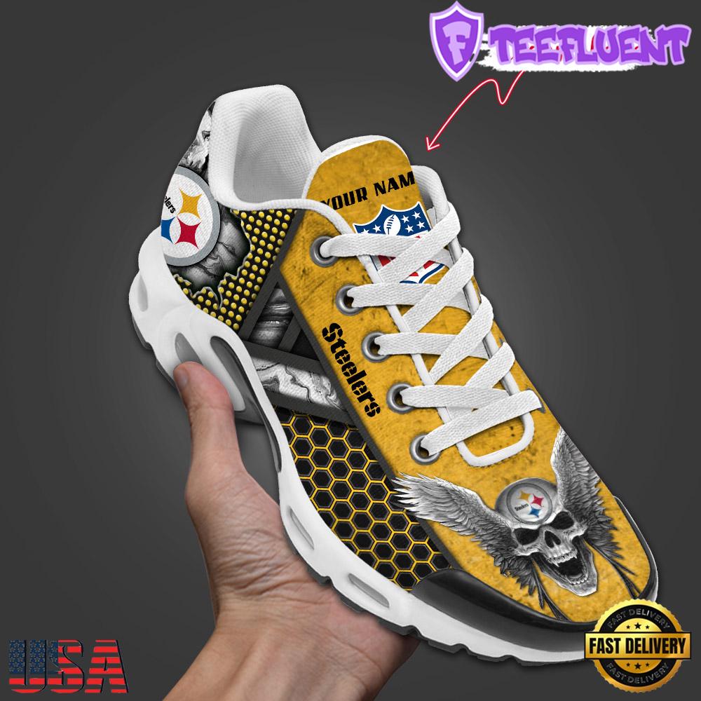 Custom Name NFL Pittsburgh Steelers Skull Air Max Plus Shoes