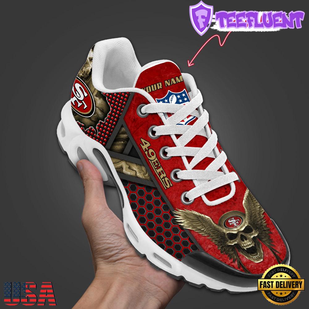 Custom Name NFL San Francisco 49ers Skull Air Max Plus Shoes