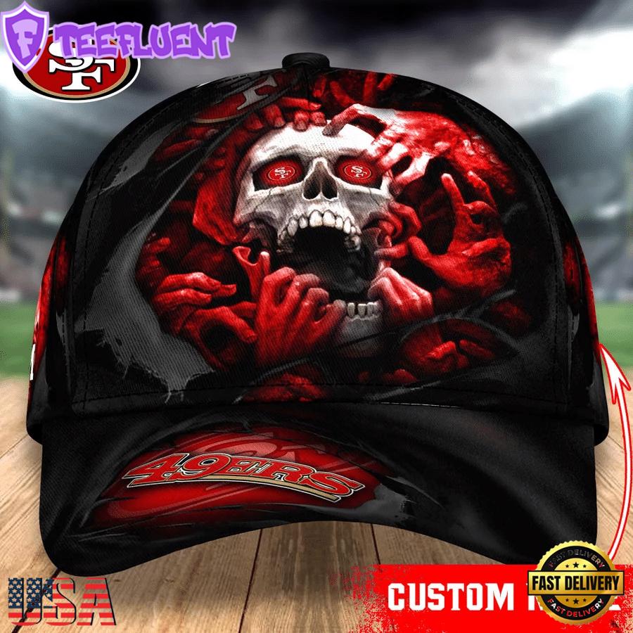 Custom Name NFL San Francisco 49ers Skull Halloween Baseball Cap
