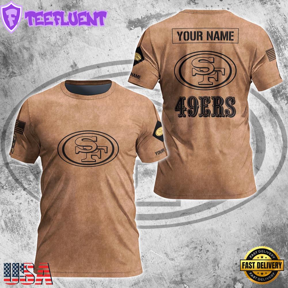 Custom Name NFL San Francisco 49ers Team Football 3D T-Shirt