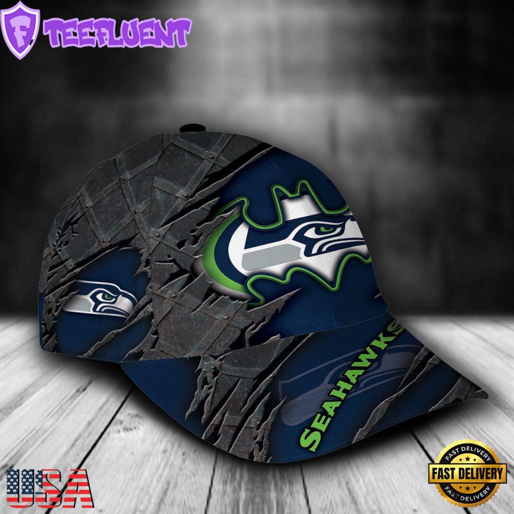 Custom Name NFL Seattle Seahawks Batman Logo All Over Print - Navy 3D Classic Cap