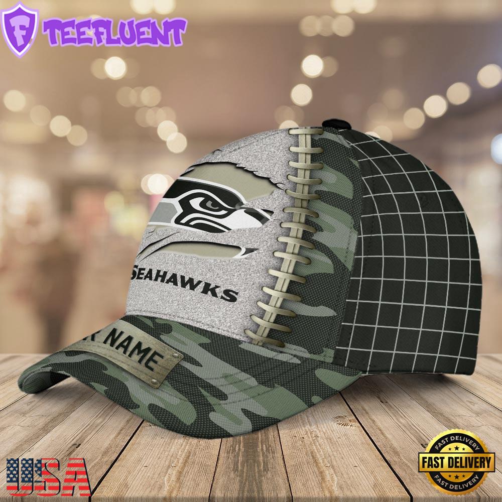 Custom Name NFL Seattle Seahawks Camo Hunting Classic Cap Hats For Fans Custom Name NFL Seattle Seahawks Camo Hunting Classic Cap Hats For Fans