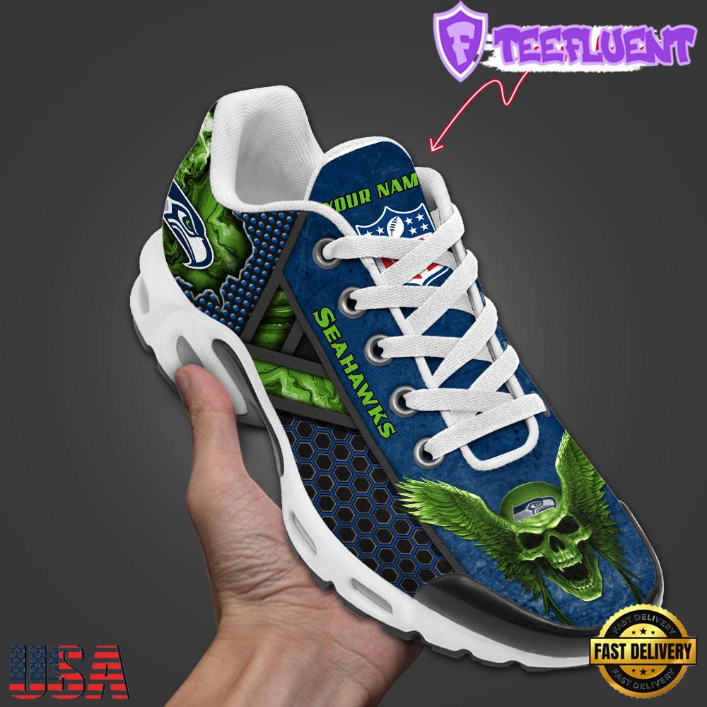 Custom Name NFL Seattle Seahawks Skull Air Max Plus Shoes