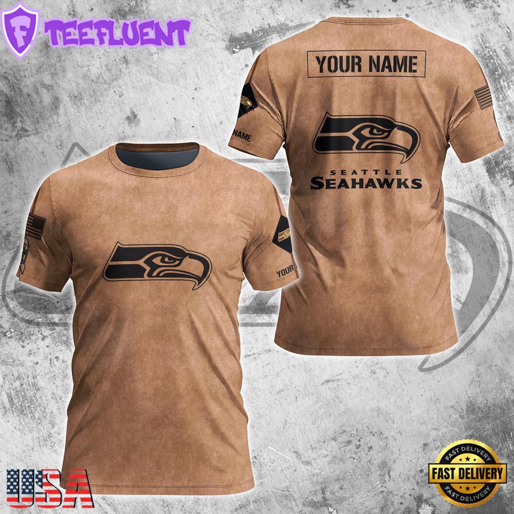 Custom Name NFL Seattle Seahawks Team Football 3D T-Shirt