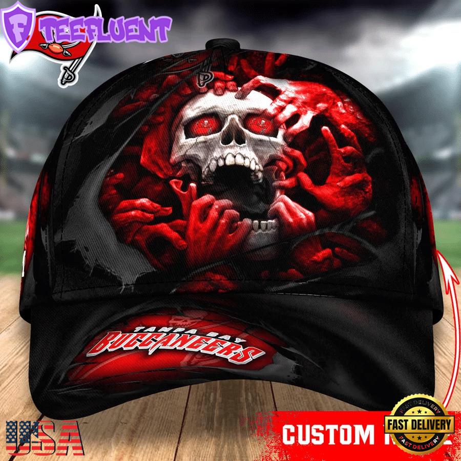 Custom Name NFL Tampa Bay Buccaneers Skull Halloween Baseball Cap