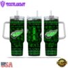 Custom Name NHL Detroit Red Wings Happy St. Patrick’s Day Stainless Steel Tumbler 40Oz With Handle