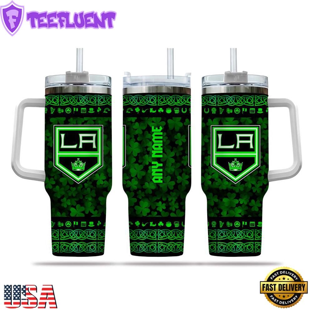 Custom Name NHL Los Angeles Kings Happy St. Patrick’s Day Stainless Steel Tumbler 40Oz With Handle