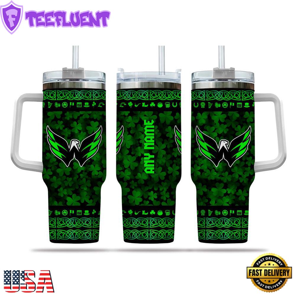 Custom Name NHL Washington Capitals Happy St. Patrick’s Day Stainless Steel Tumbler 40Oz With Handle