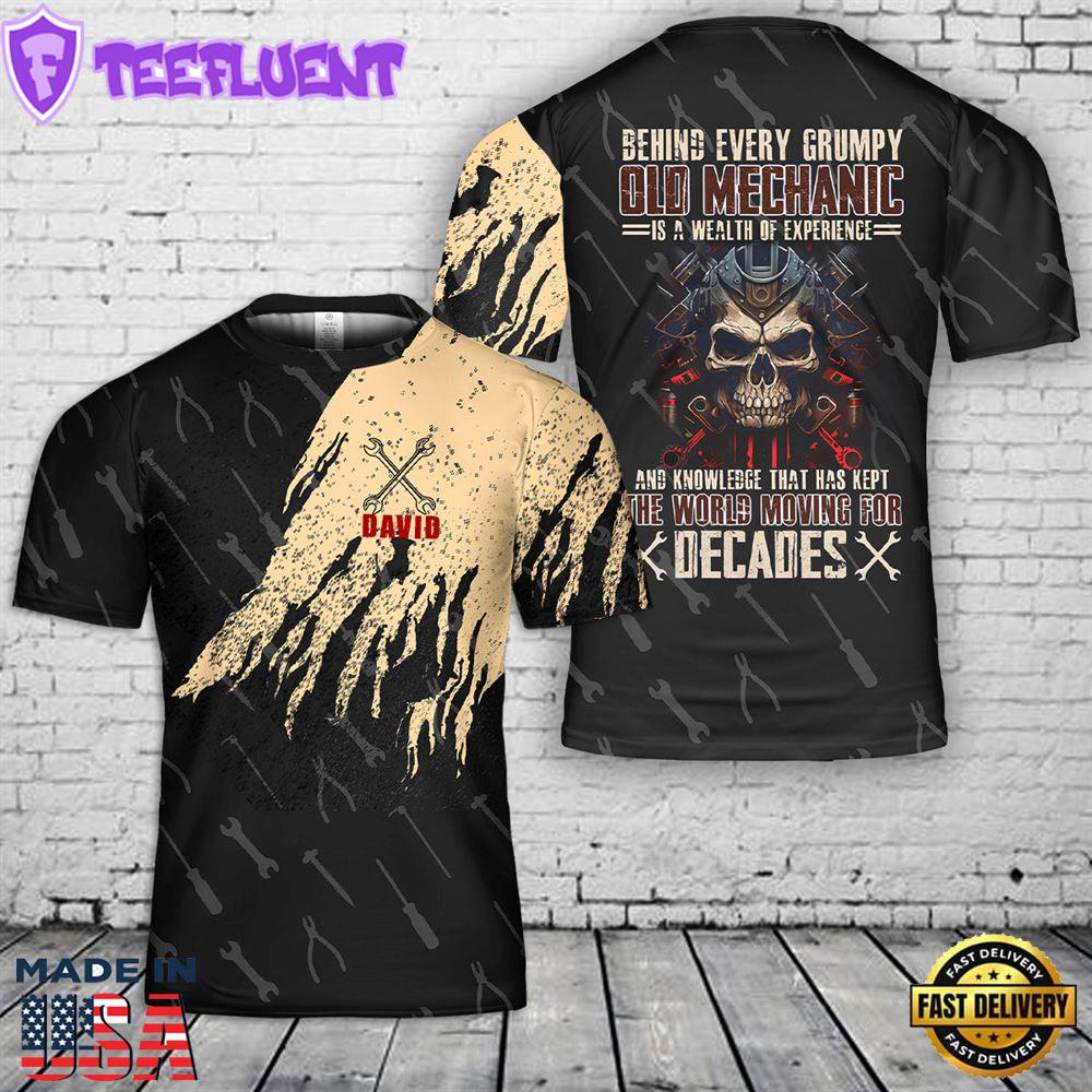 Custom Name Old Mechanic T-Shirt 3D