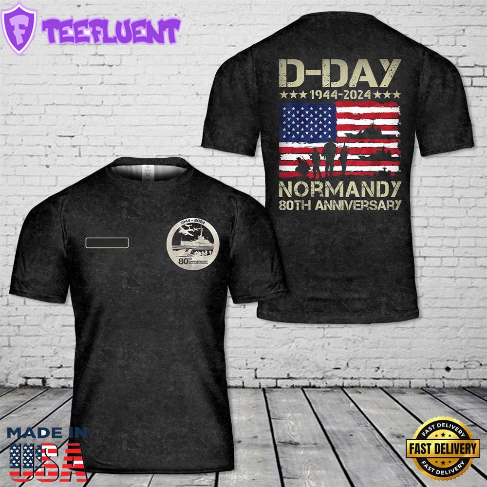 Custom Name Operation Overlord 1944 D-Day 2024 80th Anniversary Normandy T-Shirt 3D