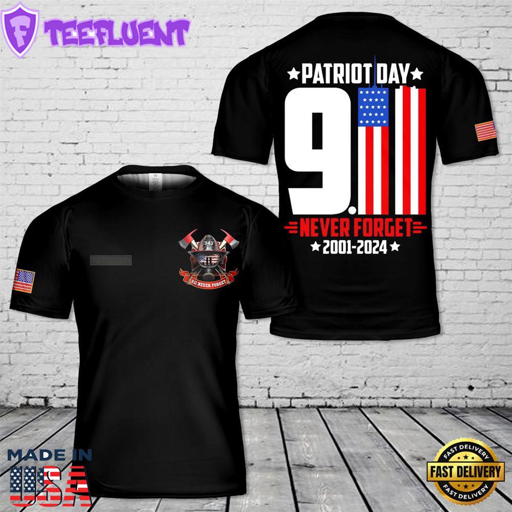 Custom Name Patriot Day 911 Never Forget T-Shirt 3D