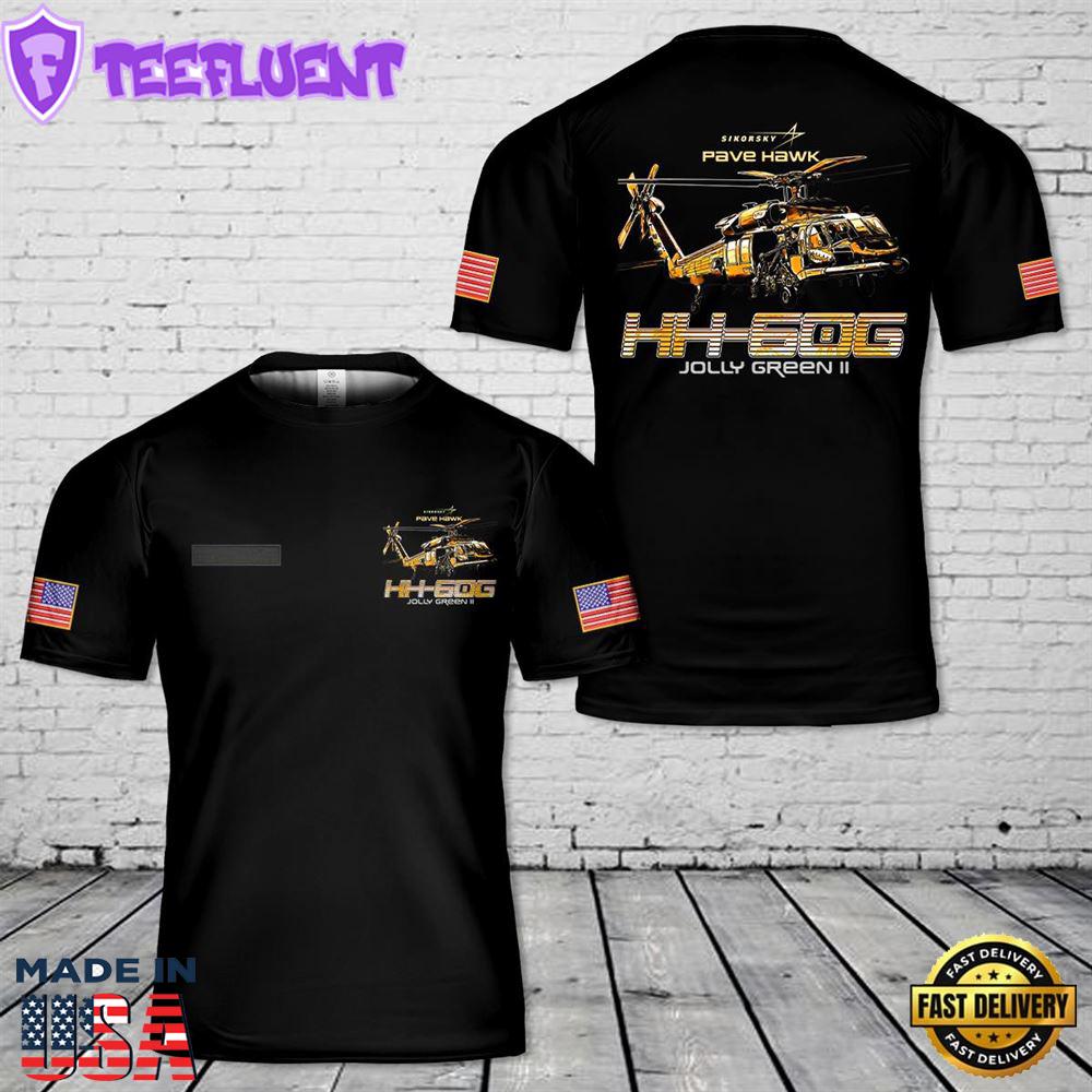 Custom Name Pave Hawk HH-60G Search and Rescue Helicopter T-Shirt 3D