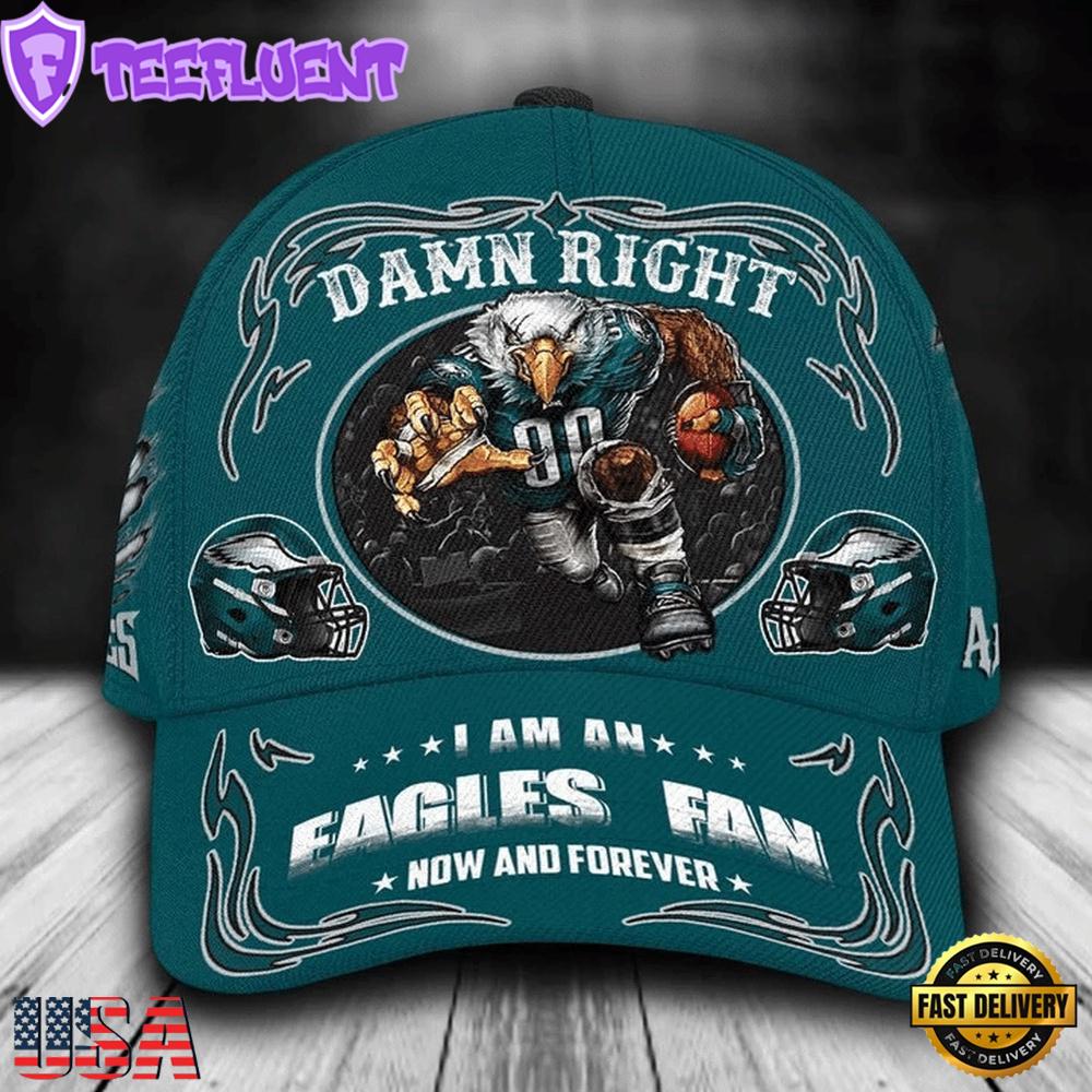 Custom Name Philadelphia Eagles NFL Mascot Damn Right Sport Baseball Cap