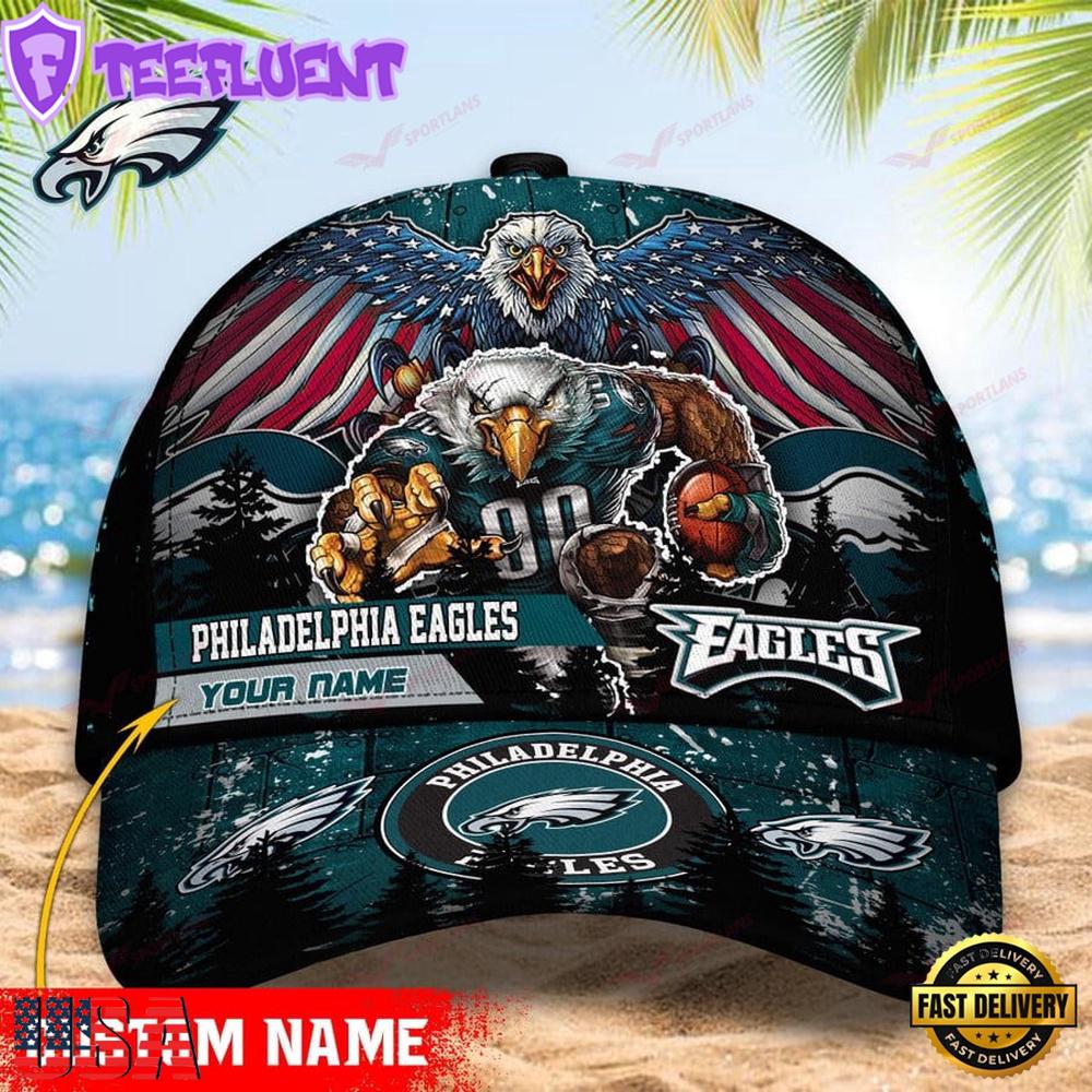 Custom Name Philadelphia Eagles NFL Mascot Eagle Baseball Cap
