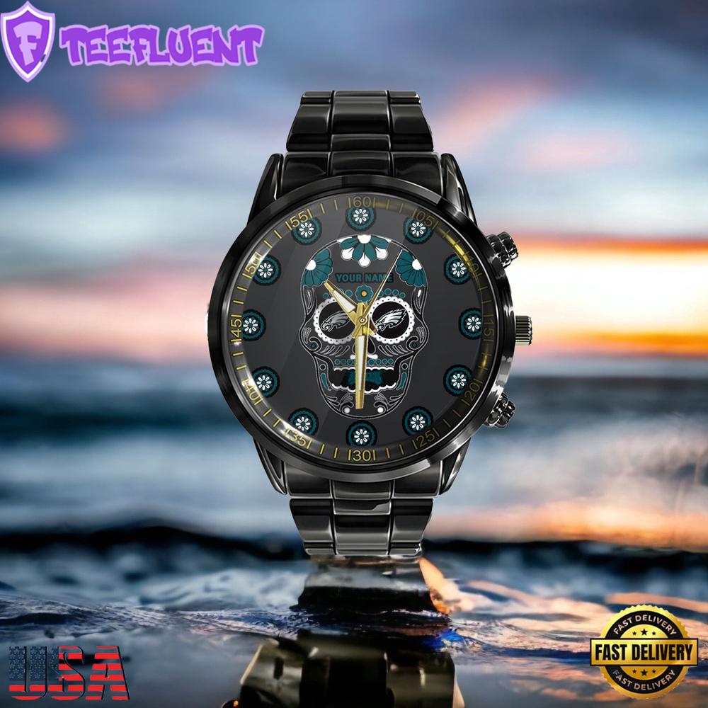 NFL Custom Name Philadelphia Eagles Men Black Stainless Steel Watch NFL Custom Name Philadelphia Eagles Men Black Stainless Steel Watch