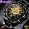 Custom Name Pittsburgh Steelers NFL 3D Men Black Stainless Steel Watch Gift For Fans