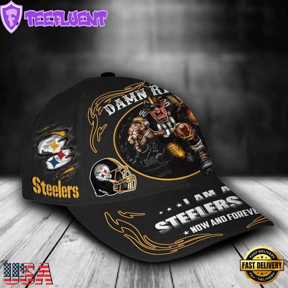 Custom Name Pittsburgh Steelers NFL Mascot Damn Right Football Team Super Bowl LIX Baseball Caps Custom Name Pittsburgh Steelers NFL Mascot Damn Right Football Team Super Bowl LIX Baseball Caps