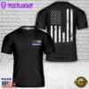 Custom Name Police Thin Blue Line Vertical Flag T-Shirt 3D