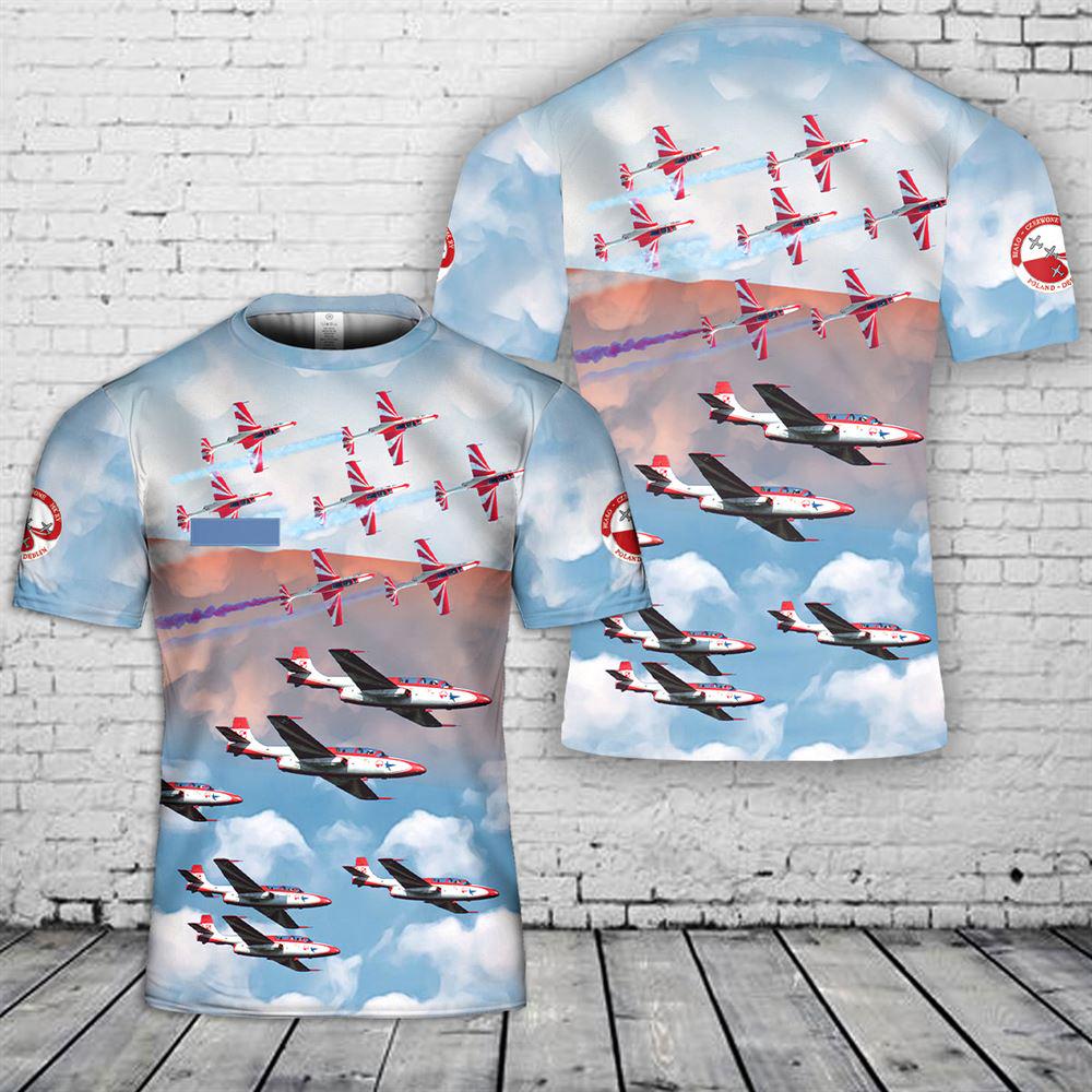 Custom Name Polish Air Forces Team Iskry Bialo-Czerwone Iskry (White-and-Red Sparks) Aerobatic flight demonstration team T-Shirt 3D