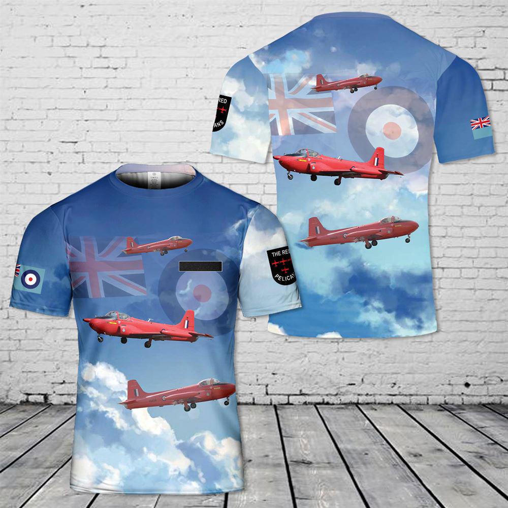 Custom Name Royal Air Force Red Pelicans Aerobatic flight display team T-Shirt 3D