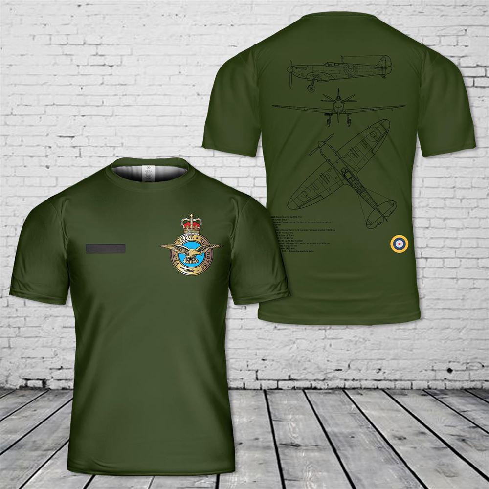 Custom Name Royal Air Force Supermarine Spitfire MkI 3 T-Shirt 3D