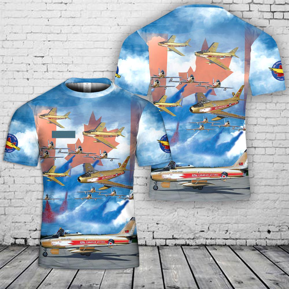 Custom Name Royal Canadian Air Force Golden Hawks Aerobatic flight demonstration team T-Shirt 3D