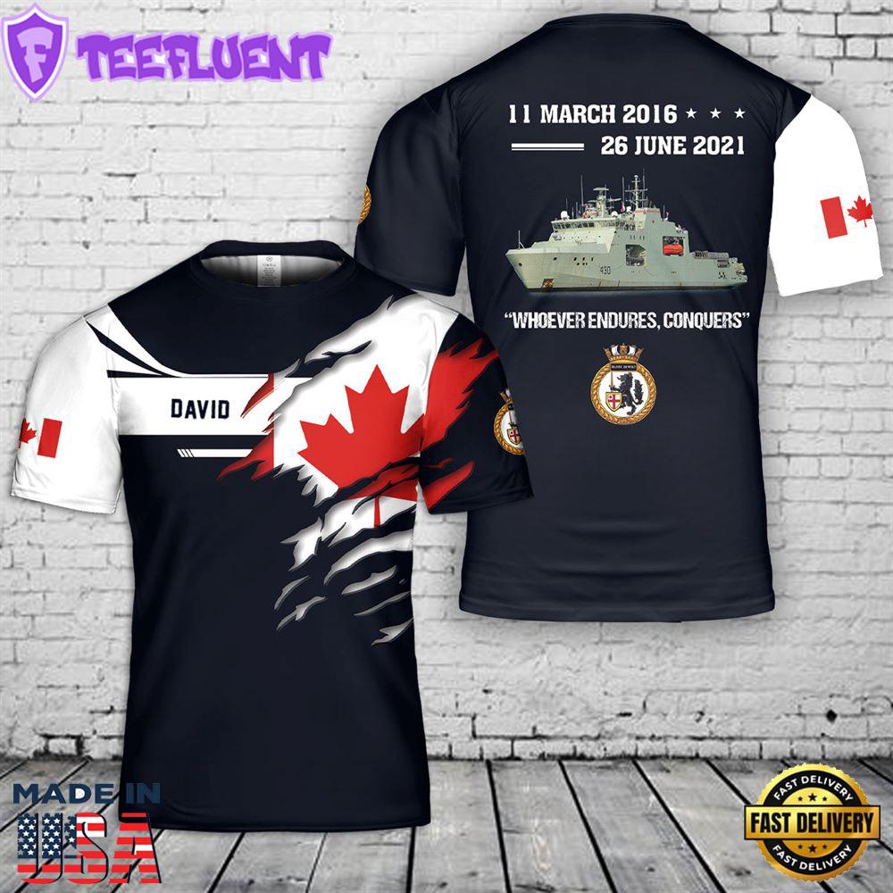 Custom Name Royal Canadian Navy HMCS Harry DeWolf AOPV 430 3D T-Shirt