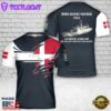 Custom Name Royal Danish Navy Kongelige Danske Marine - Corvette F355 HDMS Olfert Fischer T-Shirt 3D
