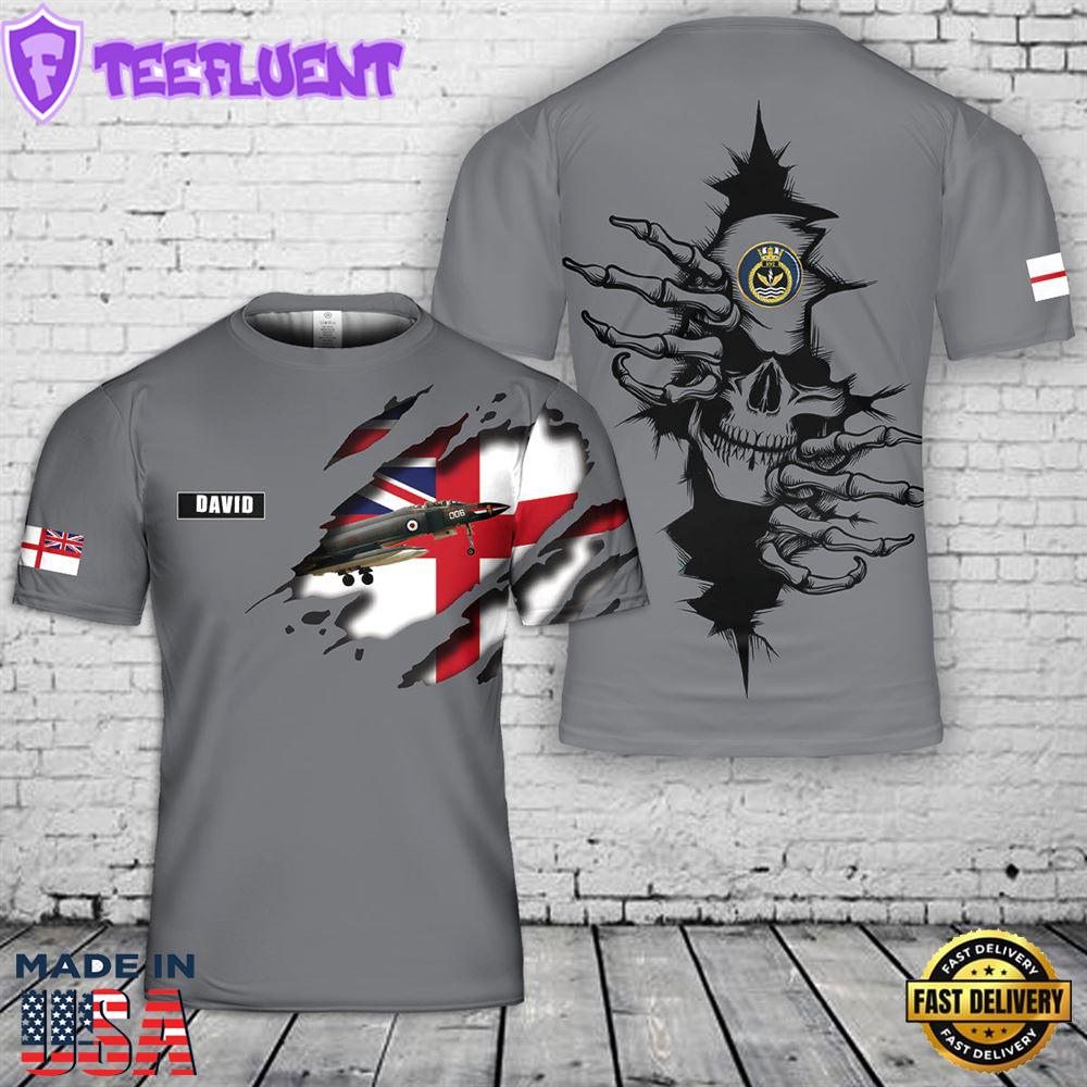 Custom Name Royal Navy 892 Naval Air Squadron McDonnell Douglas F-4K F.G Mk 3D T-Shirt