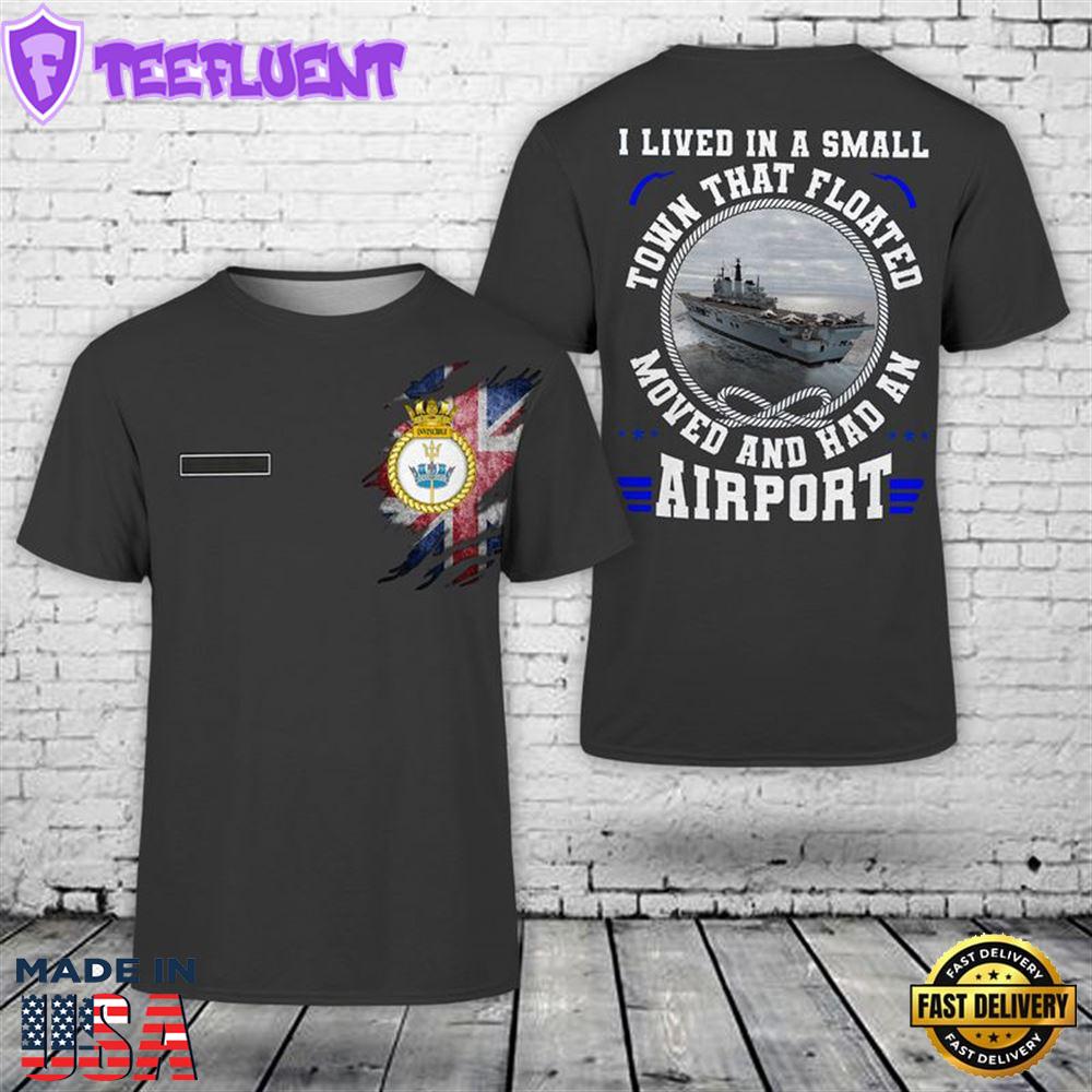 Custom Name Royal Navy HMS Invincible (R05) 3D T-shirt