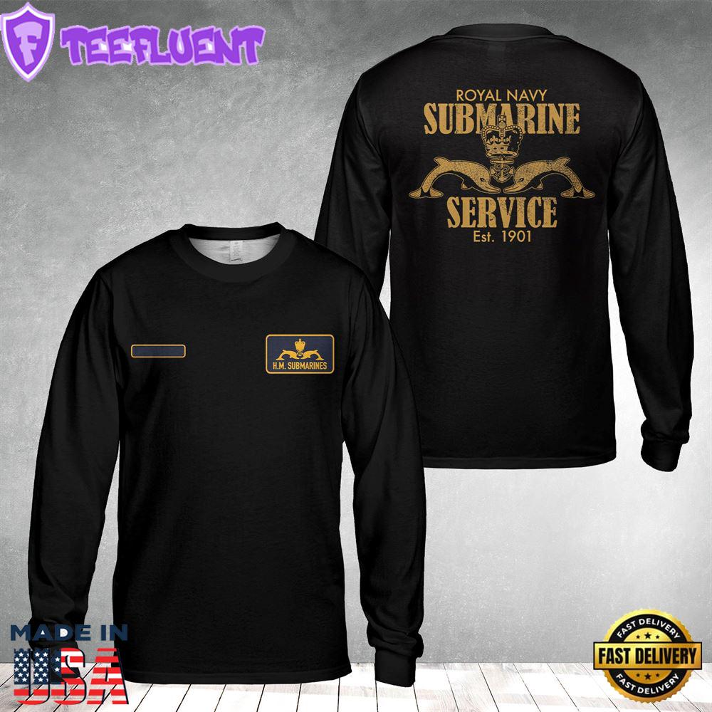 Custom Name Royal Navy Submarine Service AOP Long Sleeve Shirt