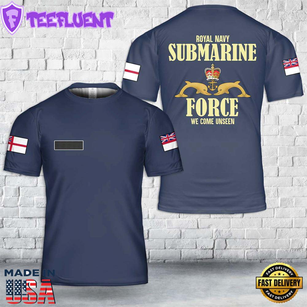 Custom Name Royal Navy Submarine Service T-Shirt 3D