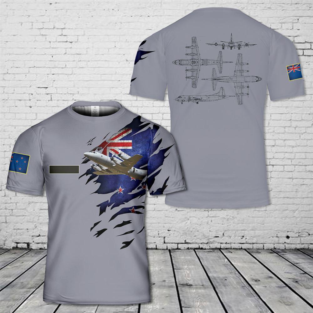 Custom Name Royal New Zealand Air Force Lockheed P-3K Orion T-Shirt 3D