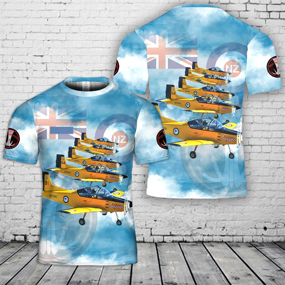 Custom Name Royal New Zealand Air Force Red Checkers Aerobatic display team T-Shirt 3D