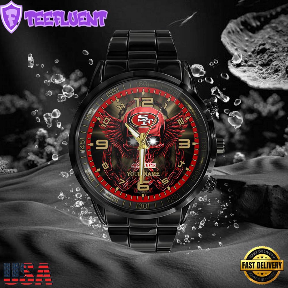 NFL Custom Name San Francisco 49ers 3D Men Black Stainless Steel Watch NFL Custom Name San Francisco 49ers 3D Men Black Stainless Steel Watch