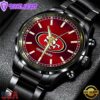 Custom Name San Francisco 49ers NFL Black Stainless Steel Watch Gifts For Fans