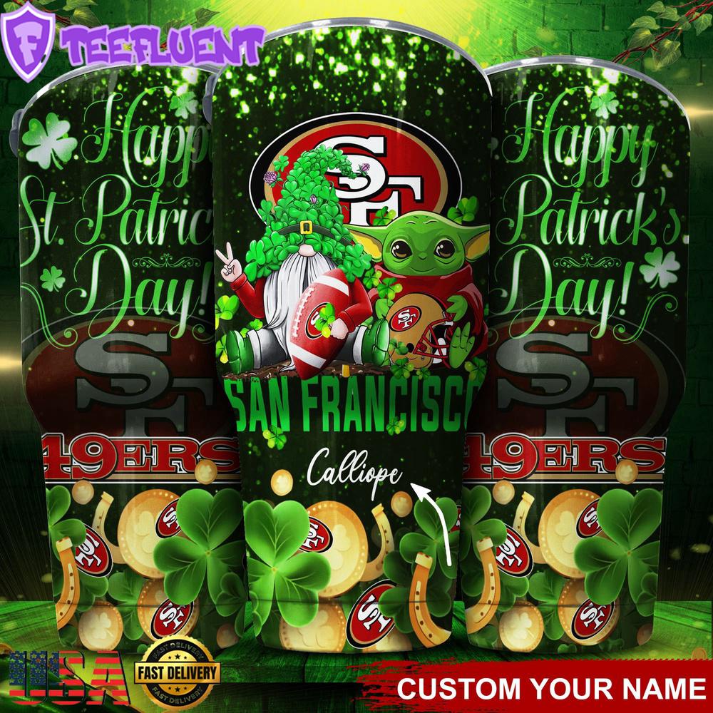 Custom Name San Francisco 49ers NFL Shamrock Happy Patrick Day Tumbler