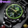 Custom Name Seattle Seahawks NFL 3D Men Black Stainless Steel Watch Gift For Fans