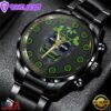 Custom Name Seattle Seahawks NFL Men Black Stainless Steel Watch Gift For Fans