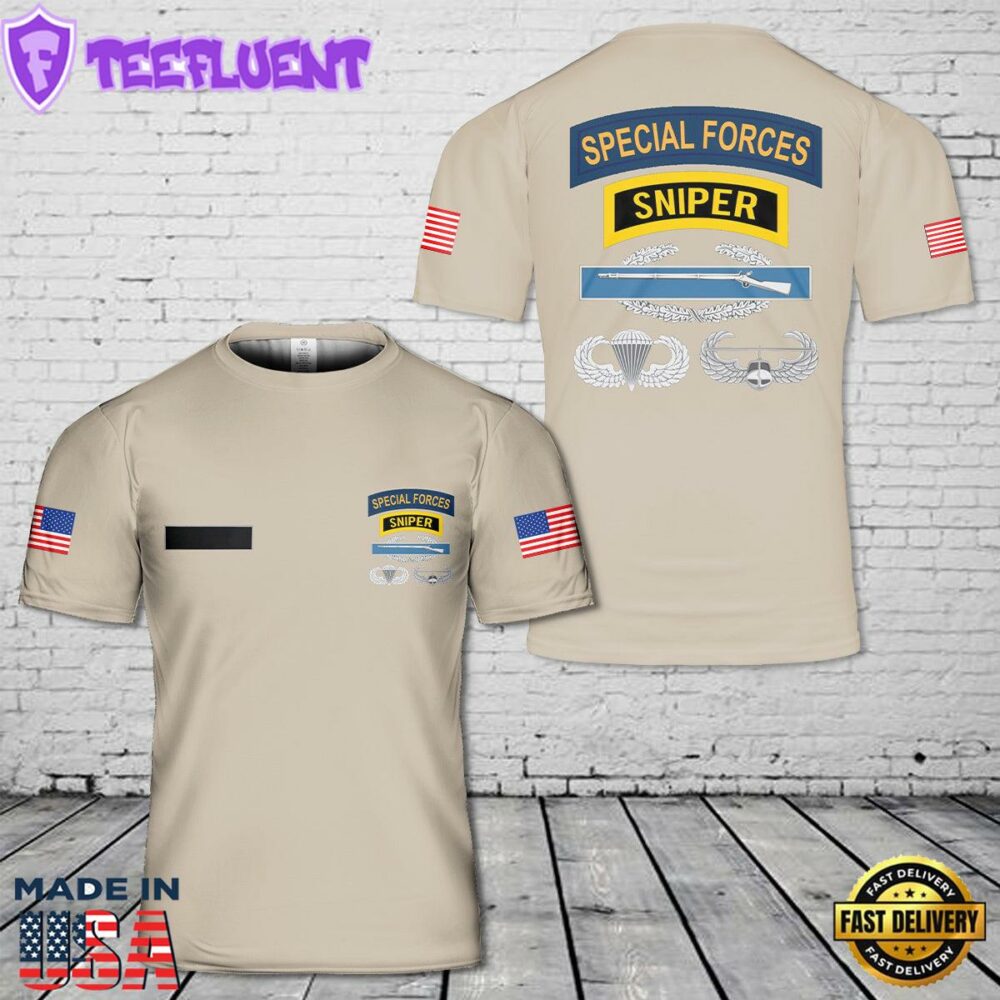 Custom Name SF Sniper CIB Airborne Air Assault T-Shirt 3D