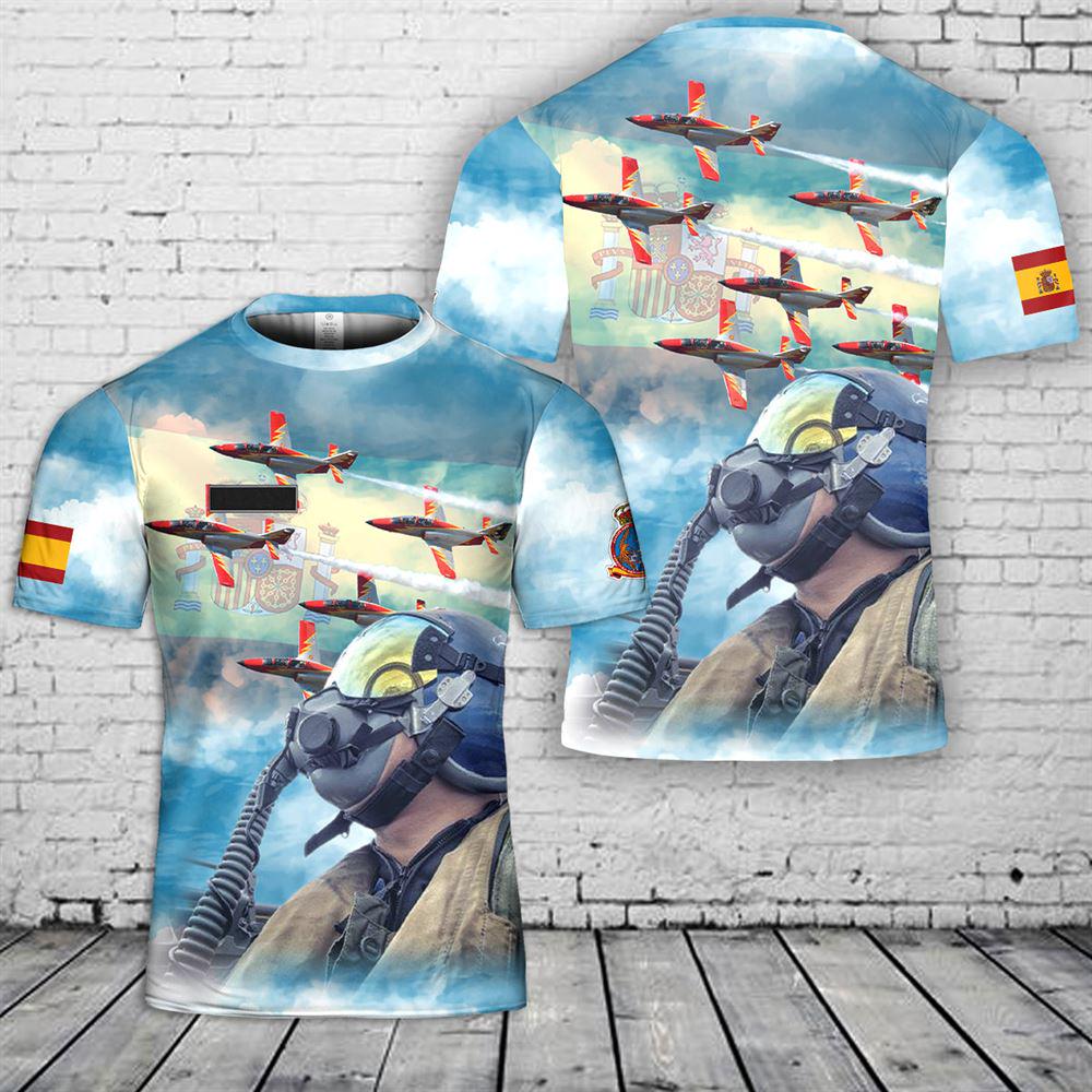Custom Name Spanish Air and Space Force Patrulla ?guila Eagle Patrol aerobatic demonstration team T-Shirt 3D