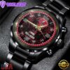 Custom Name Tampa Bay Buccaneers NFL 3D Men Black Stainless Steel Watch Gift For Fans