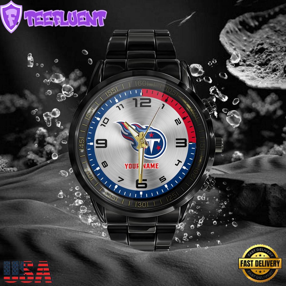 NFL Custom Name Tennessee Titans Black Stainless Steel Watch Gifts For Fans NFL Custom Name Tennessee Titans Black Stainless Steel Watch Gifts For Fans