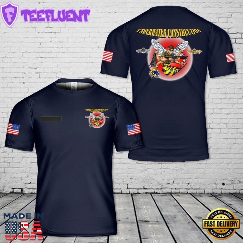 Custom Name Underwater Constriction Seabee T-Shirt 3D