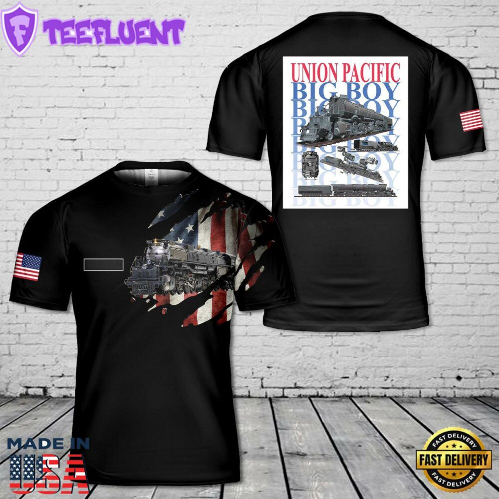 Custom Name Union Pacific Steam Locomotive 4014 BIG BOY T-Shirt 3D