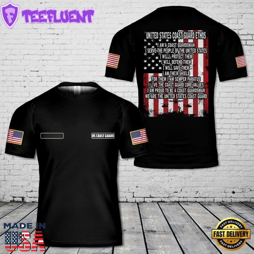 Custom Name United States Coast Guard Man - I Will Save Them T-Shirt 3D
